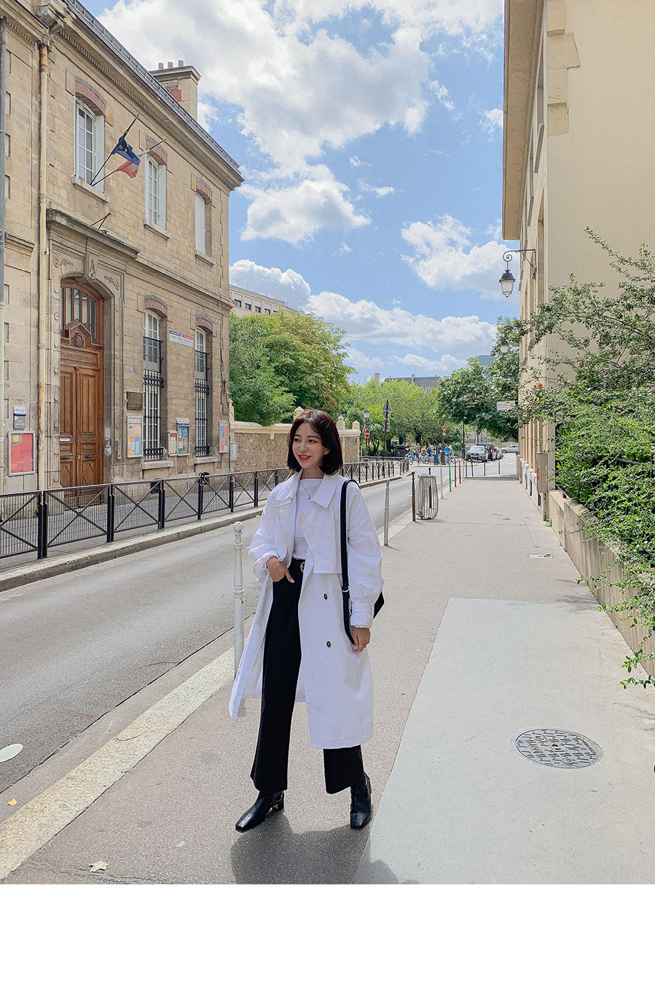 MERONGSHOP - Trench-coat croisé avec ceinture