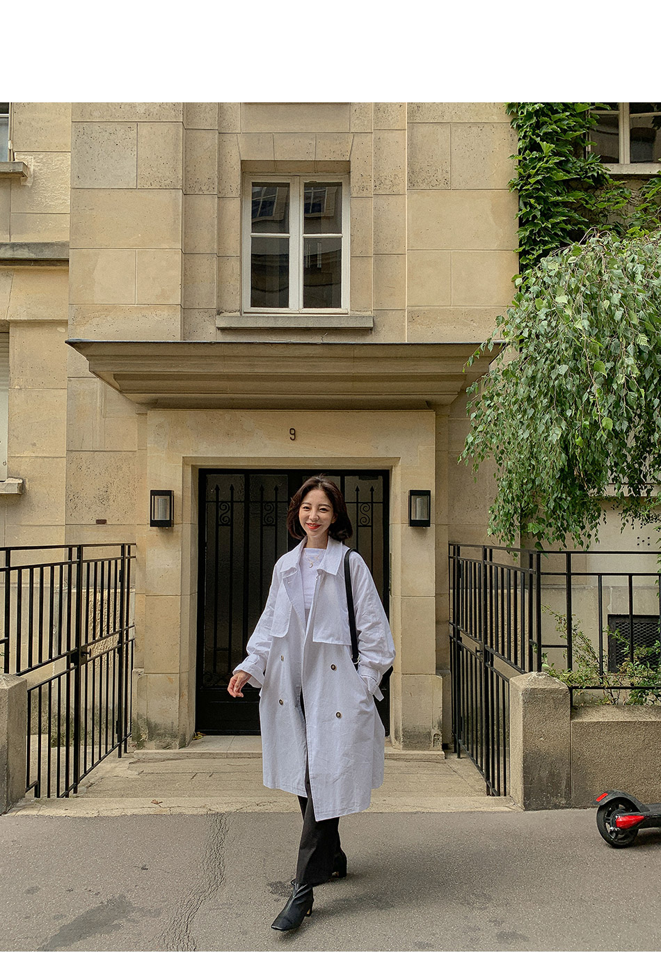 MERONGSHOP - Trench-coat croisé avec ceinture