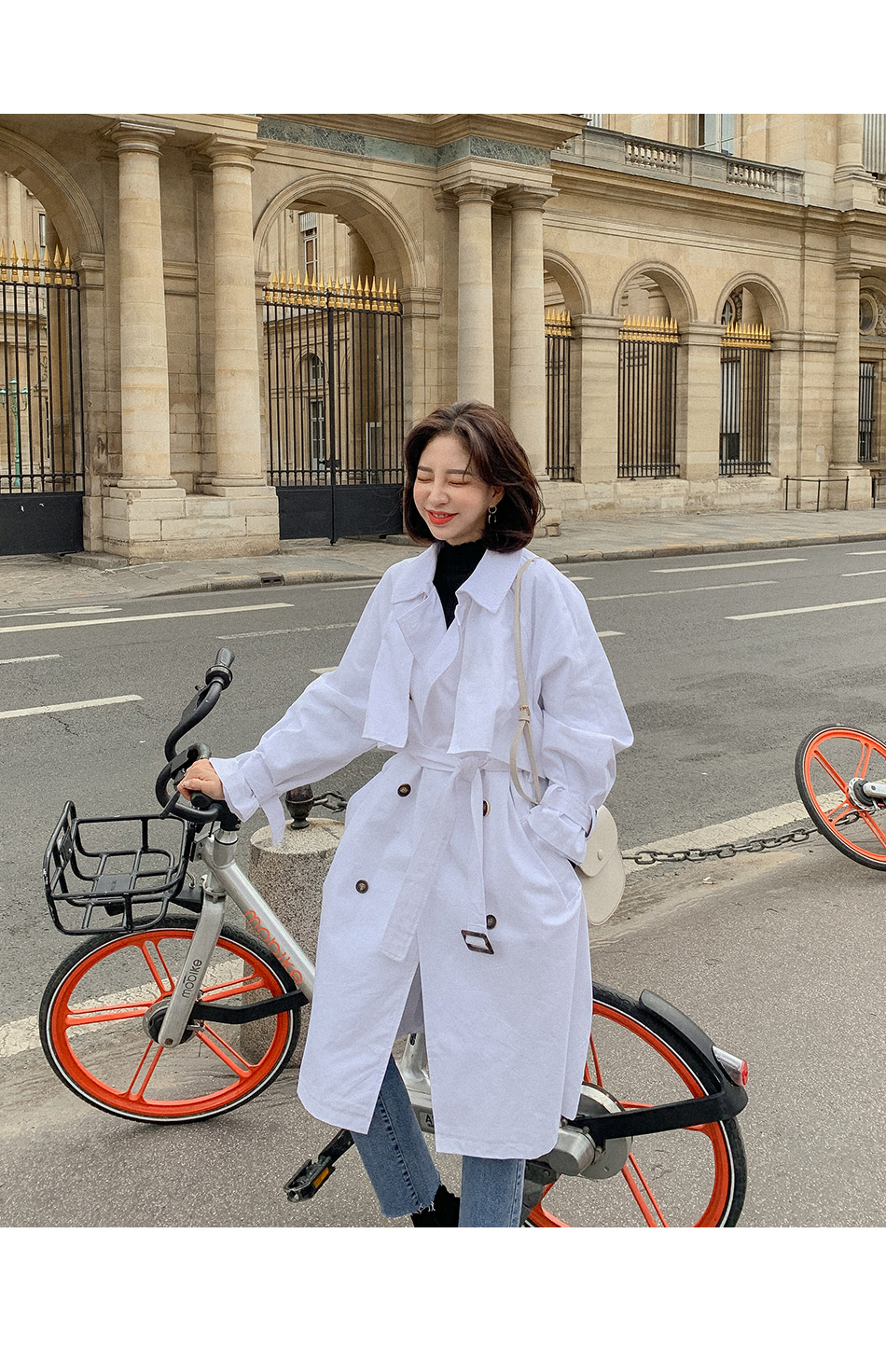 MERONGSHOP - Trench-coat croisé avec ceinture
