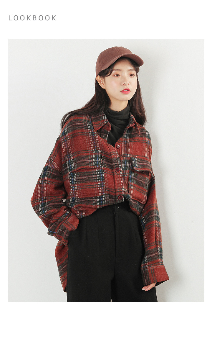 Rosy.B - Long-Sleeve Plain Shirt Jacket