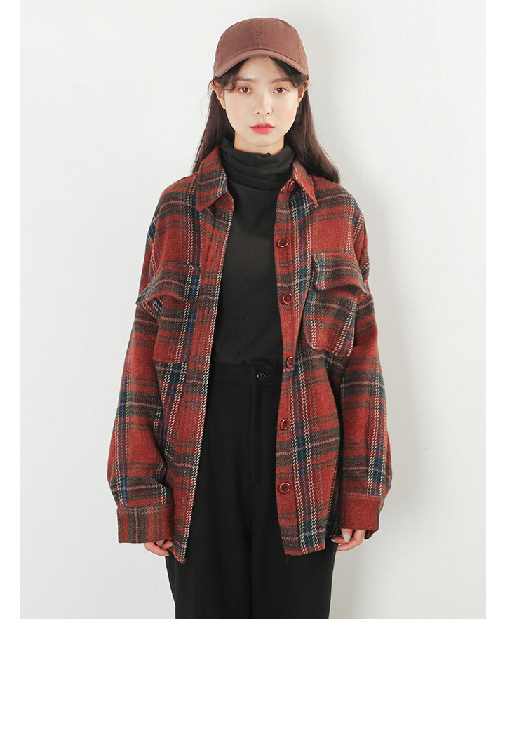 Rosy.B - Long-Sleeve Plain Shirt Jacket