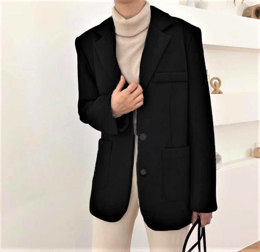 Souland - Blazer uni à poche simple boutonnage
