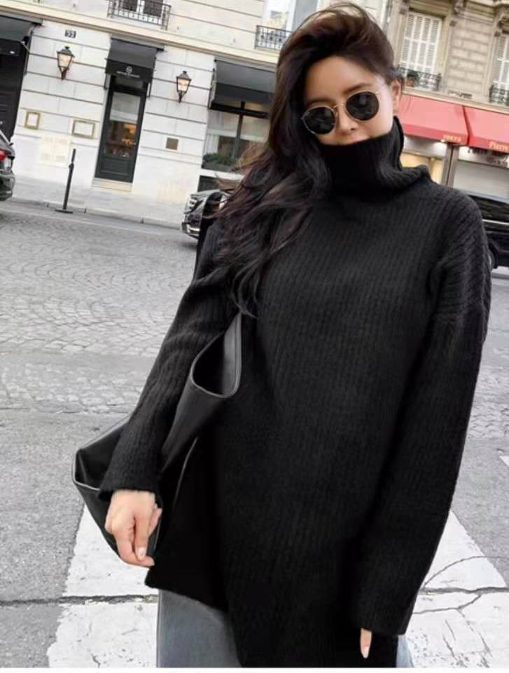 Bbuckkooki - Long-Sleeve Ribbed Turtleneck Top
