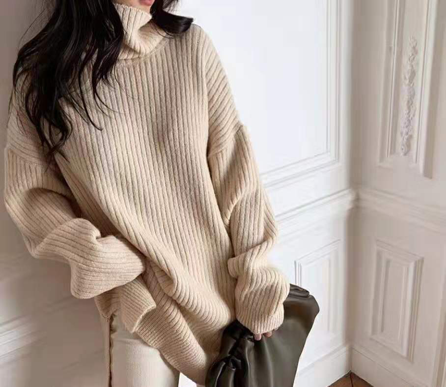 Bbuckkooki - Long-Sleeve Ribbed Turtleneck Top