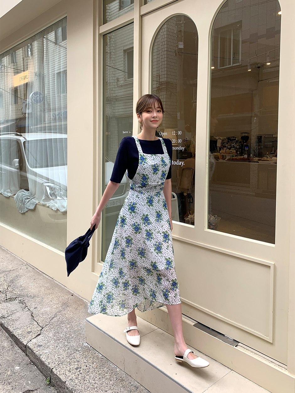 chuu - Elbow-Sleeve Boat-Neck Plain Knit Top