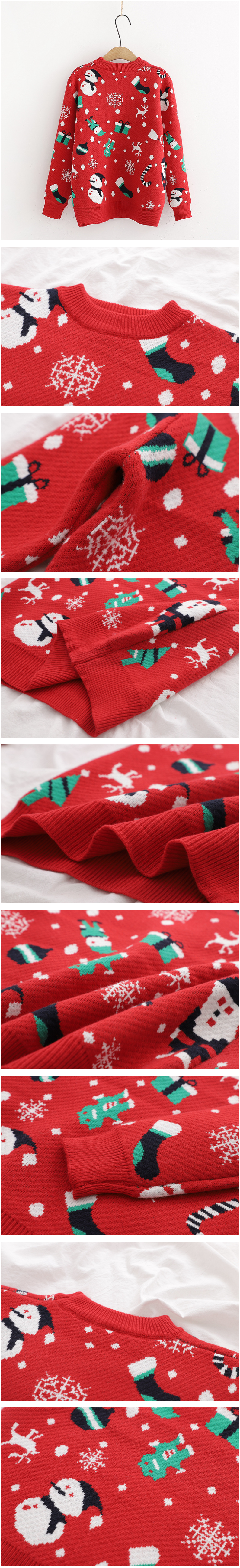 Dearest - Noël/Vacances Pull à manches longues en tricot imprimé de saison