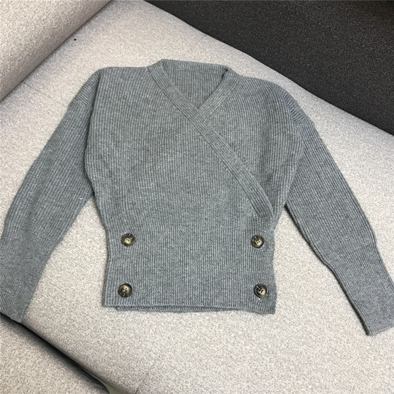 MissLady - Haut en tricot boutonné à manches longues