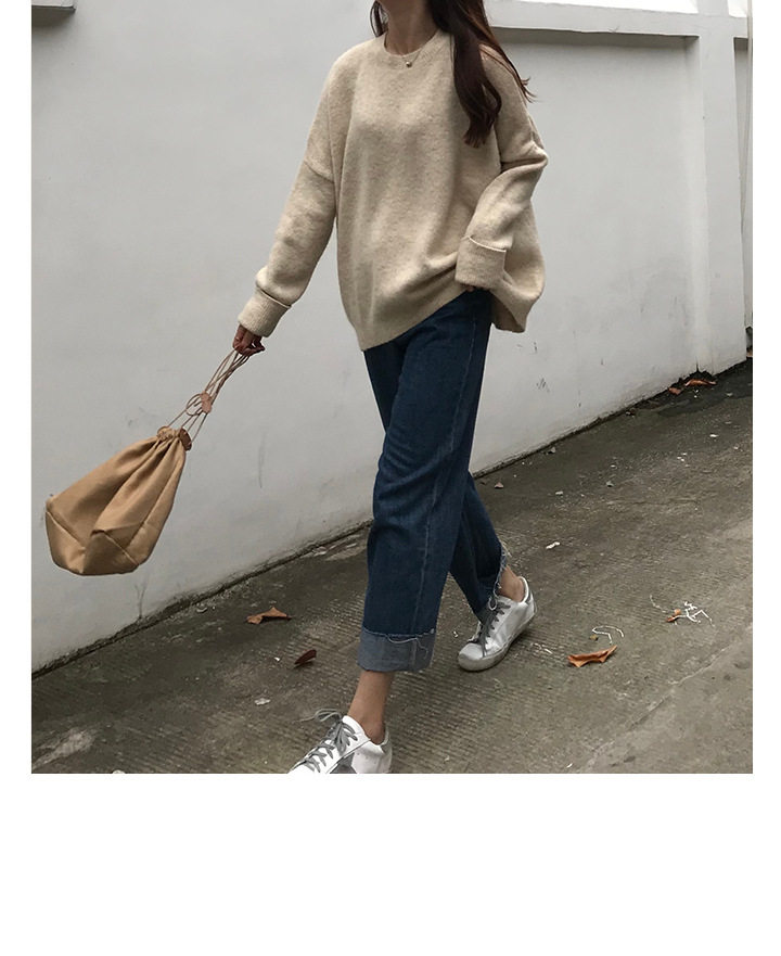 MissLady - Pull en tricot uni à épaules tombantes