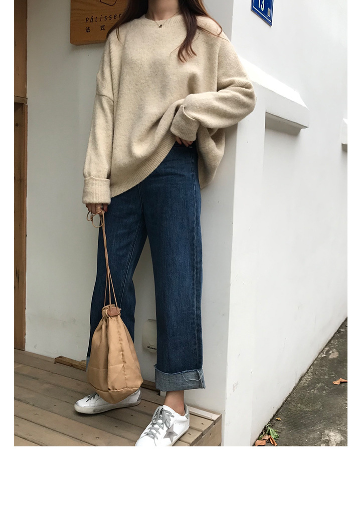 MissLady - Pull en tricot uni à épaules tombantes