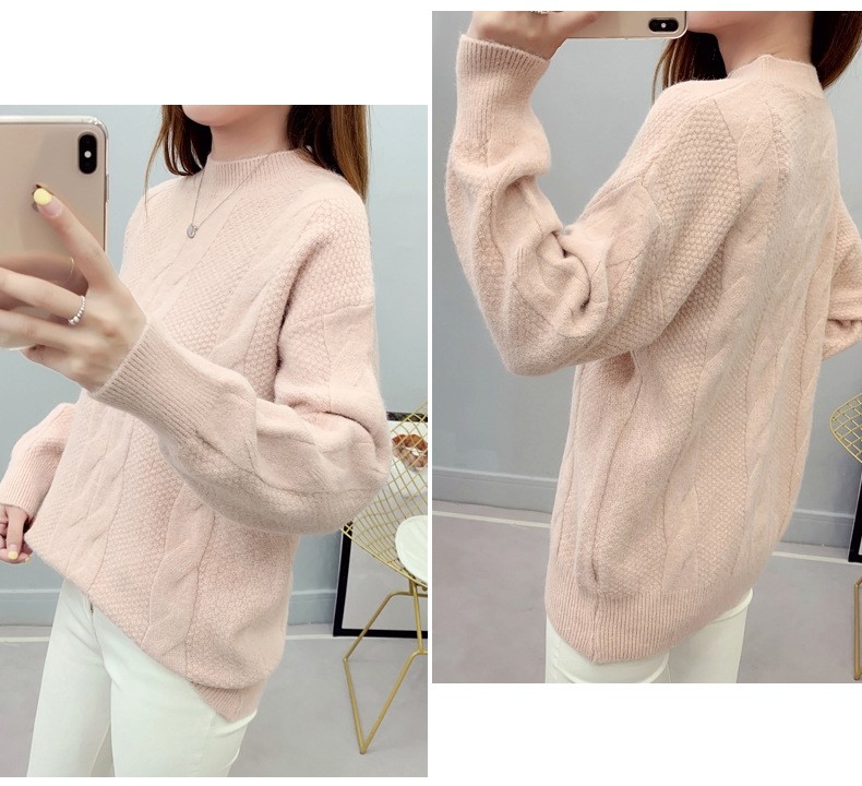 MsBlossom - Pull en tricot tressé à col roulé