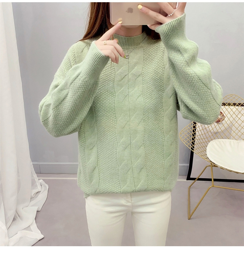MsBlossom - Pull en tricot tressé à col roulé