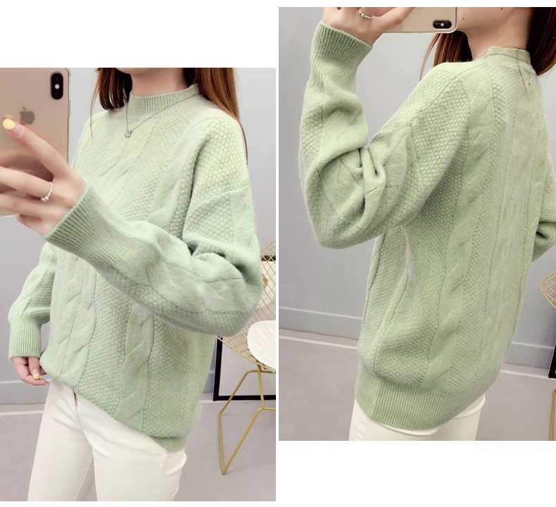 MsBlossom - Pull en tricot tressé à col roulé