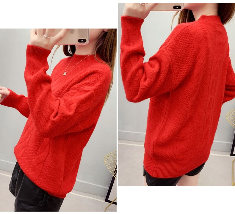 MsBlossom - Pull en tricot tressé à col roulé