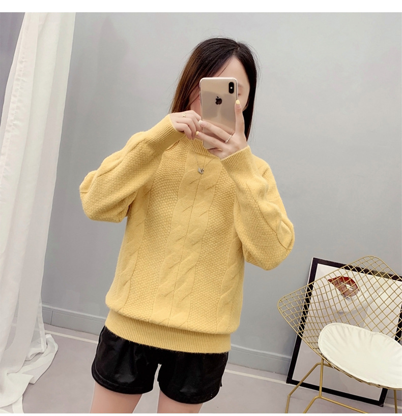 MsBlossom - Pull en tricot tressé à col roulé