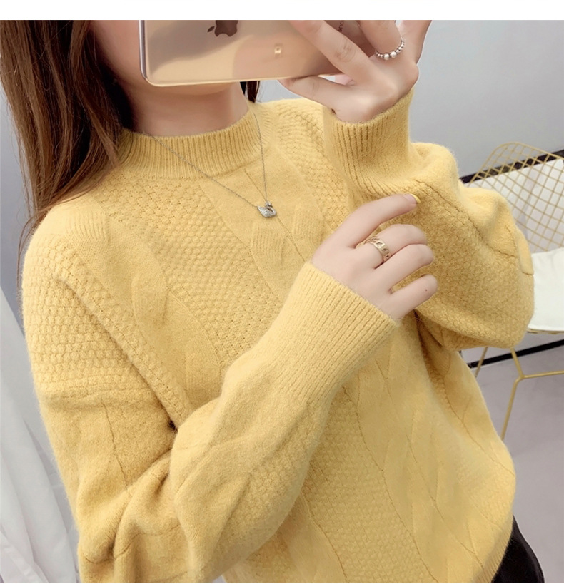 MsBlossom - Pull en tricot tressé à col roulé