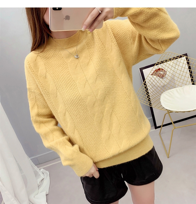 MsBlossom - Pull en tricot tressé à col roulé