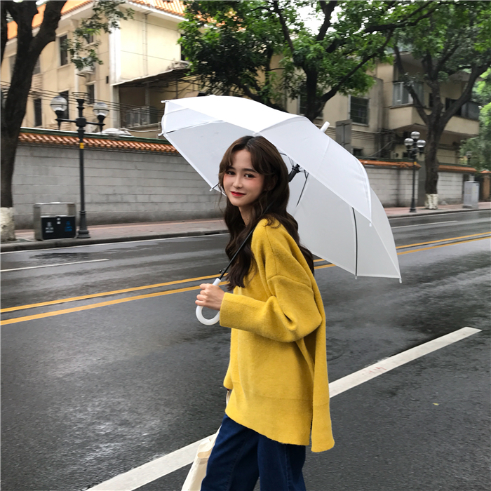 PinkGirl - Dropped Shoulder Oversized Plain Knit Sweater