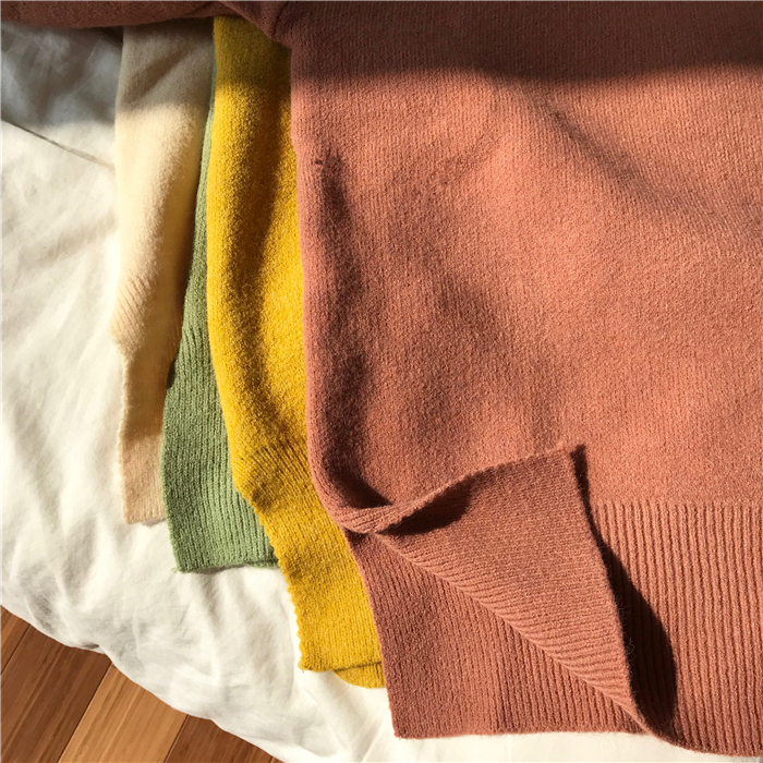 PinkGirl - Dropped Shoulder Oversized Plain Knit Sweater