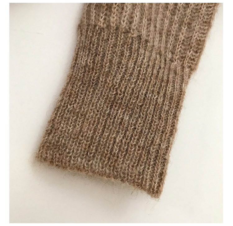 Rosy.B - Round-Neck Plain Ribbed Knit Sweater