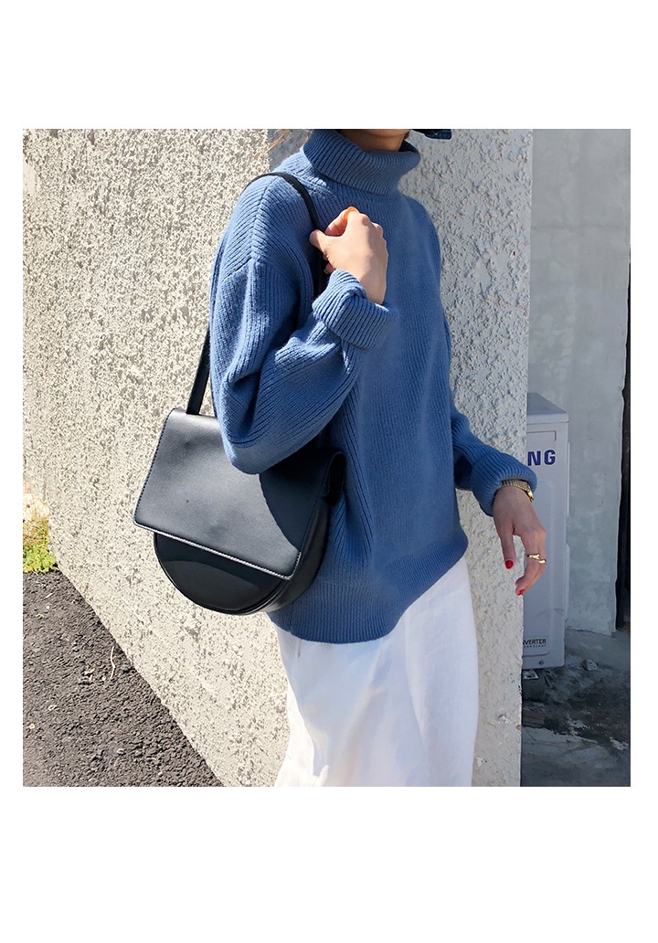 Rosy.B - Turtleneck Ribbed Plain Top