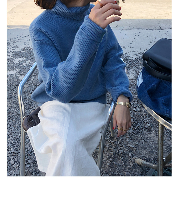 Rosy.B - Turtleneck Ribbed Plain Top