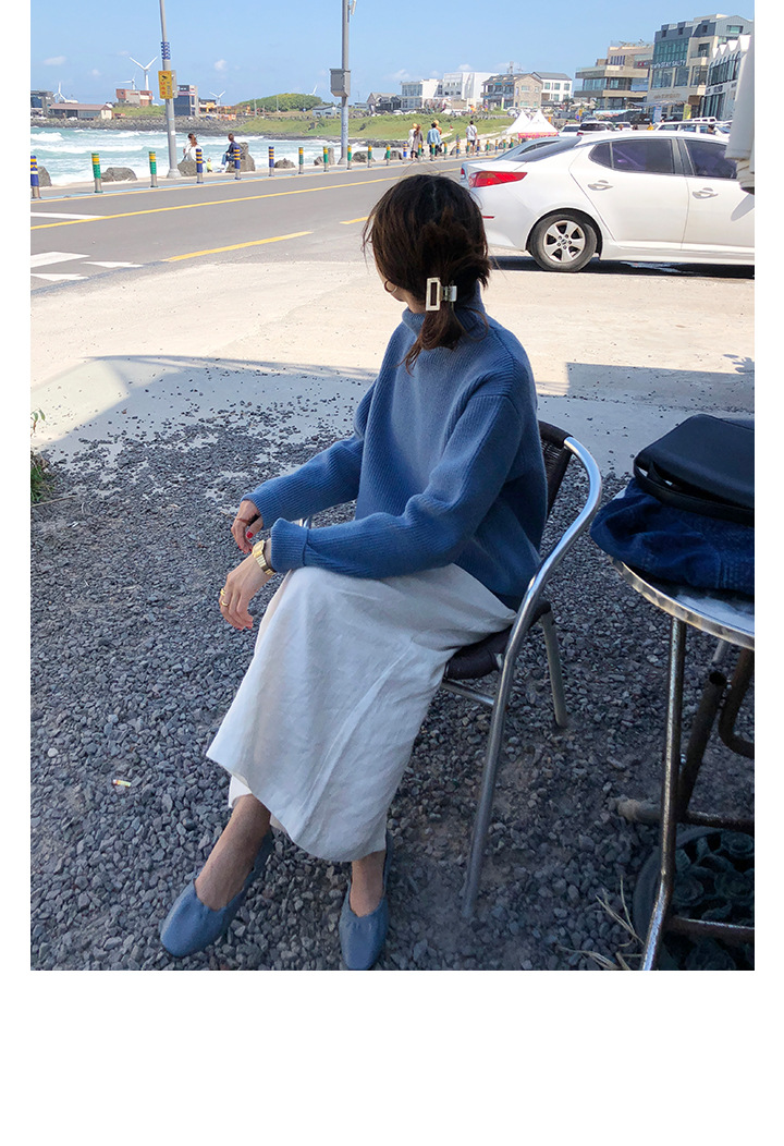 Rosy.B - Turtleneck Ribbed Plain Top
