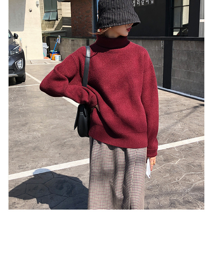 Rosy.B - Turtleneck Ribbed Plain Top