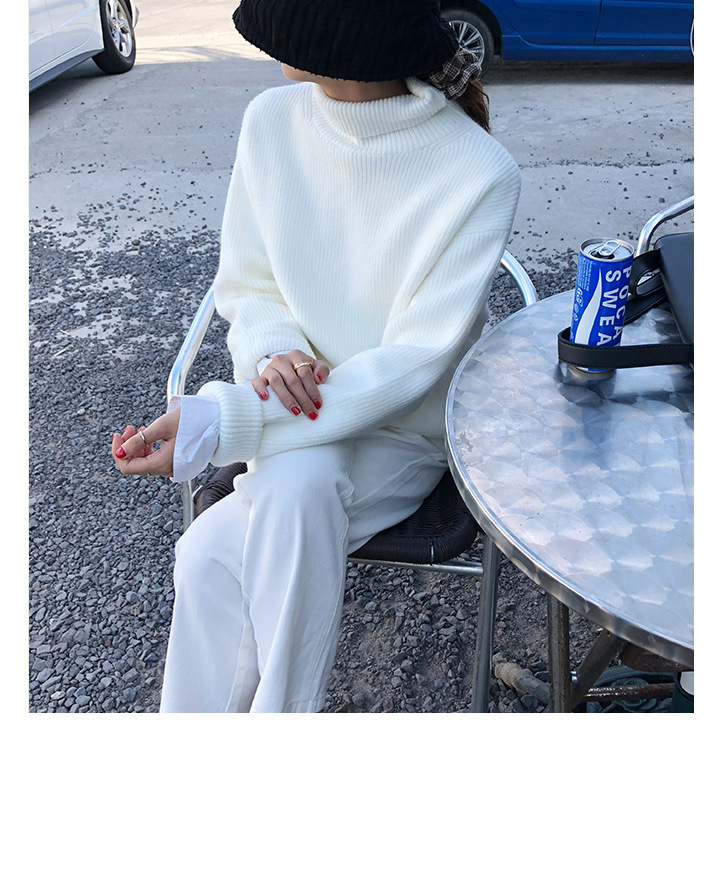Rosy.B - Turtleneck Ribbed Plain Top