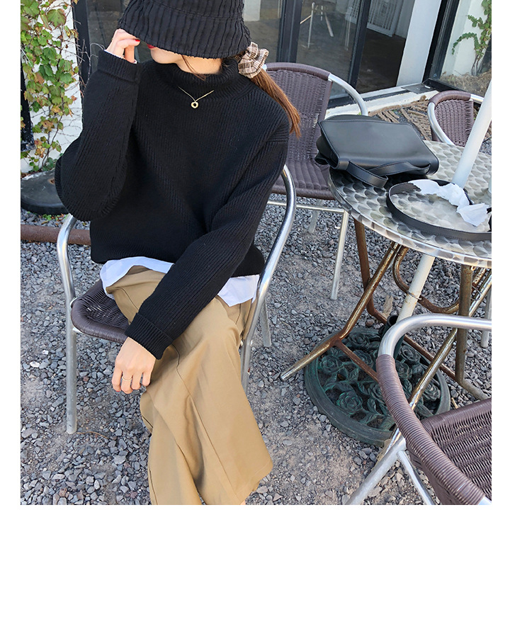 Rosy.B - Turtleneck Ribbed Plain Top