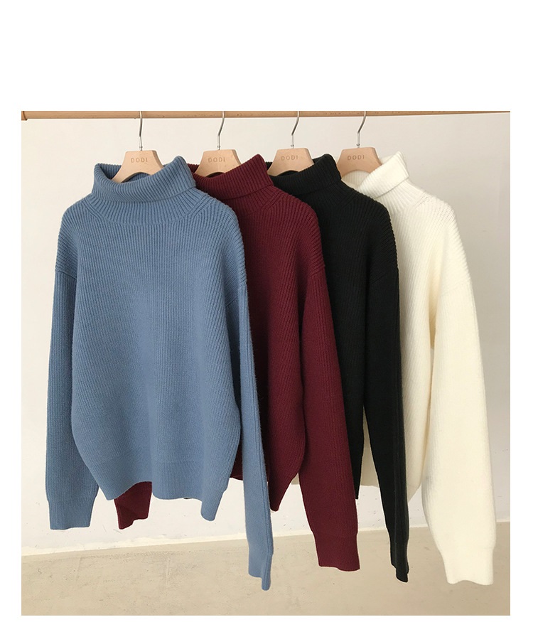 Rosy.B - Turtleneck Ribbed Plain Top