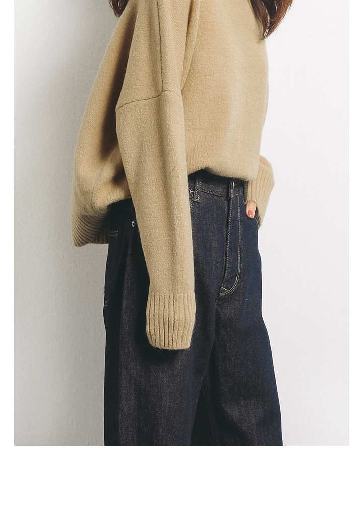 Rosy.B - Dropped Shoulder High-Neck Knit Sweater