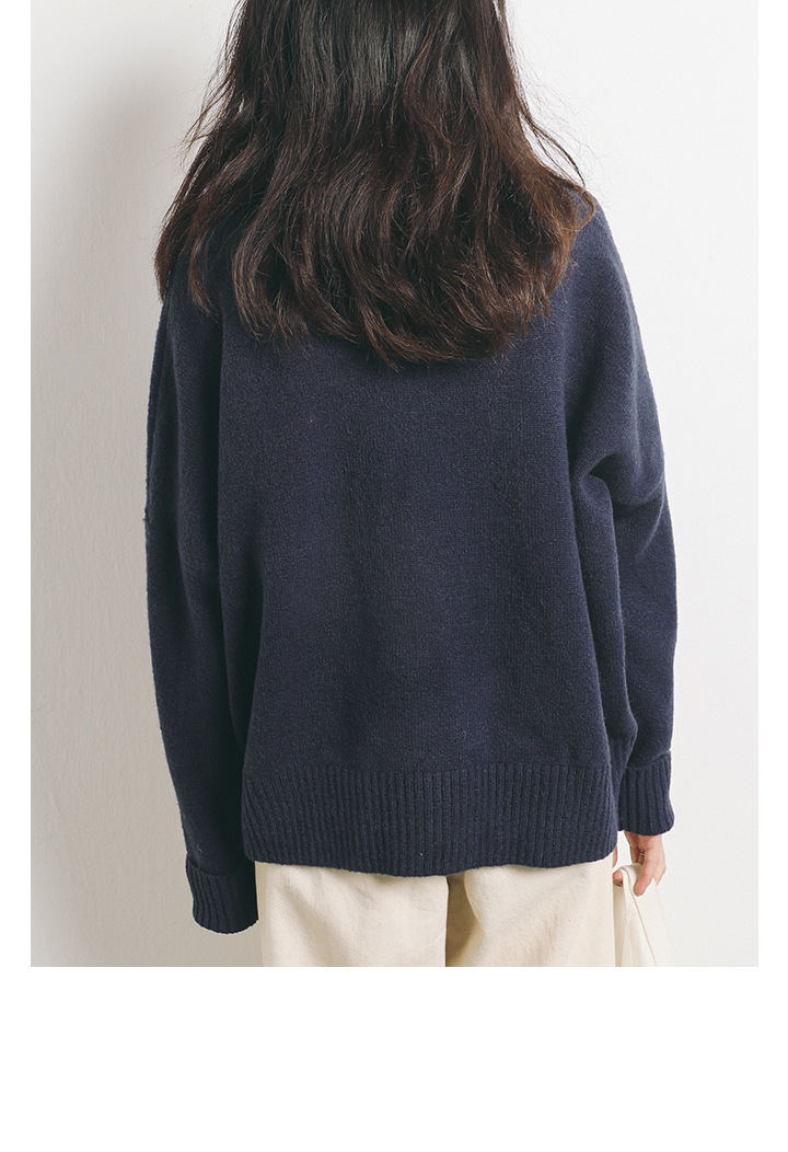 Rosy.B - Dropped Shoulder High-Neck Knit Sweater