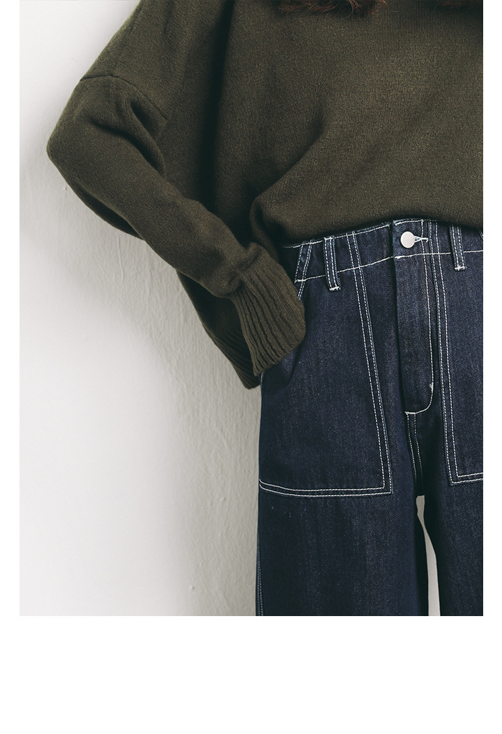 Rosy.B - Dropped Shoulder High-Neck Knit Sweater