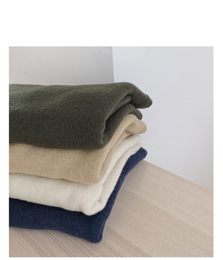 Rosy.B - Dropped Shoulder High-Neck Knit Sweater