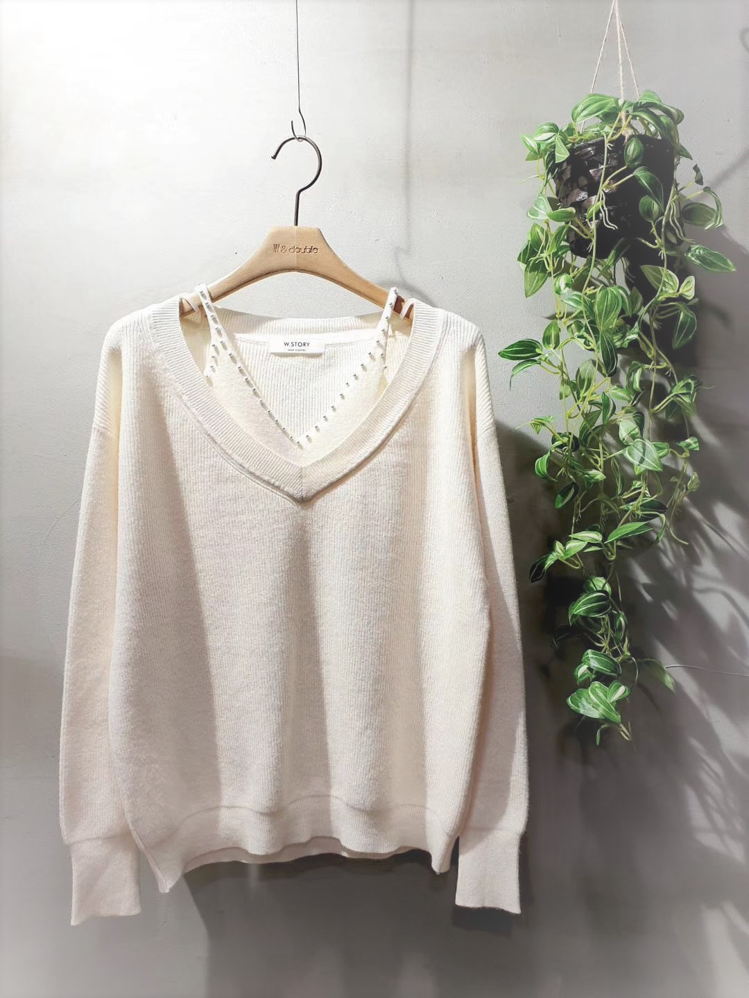 Souland - Haut en maille à encolure en V et perle camisole