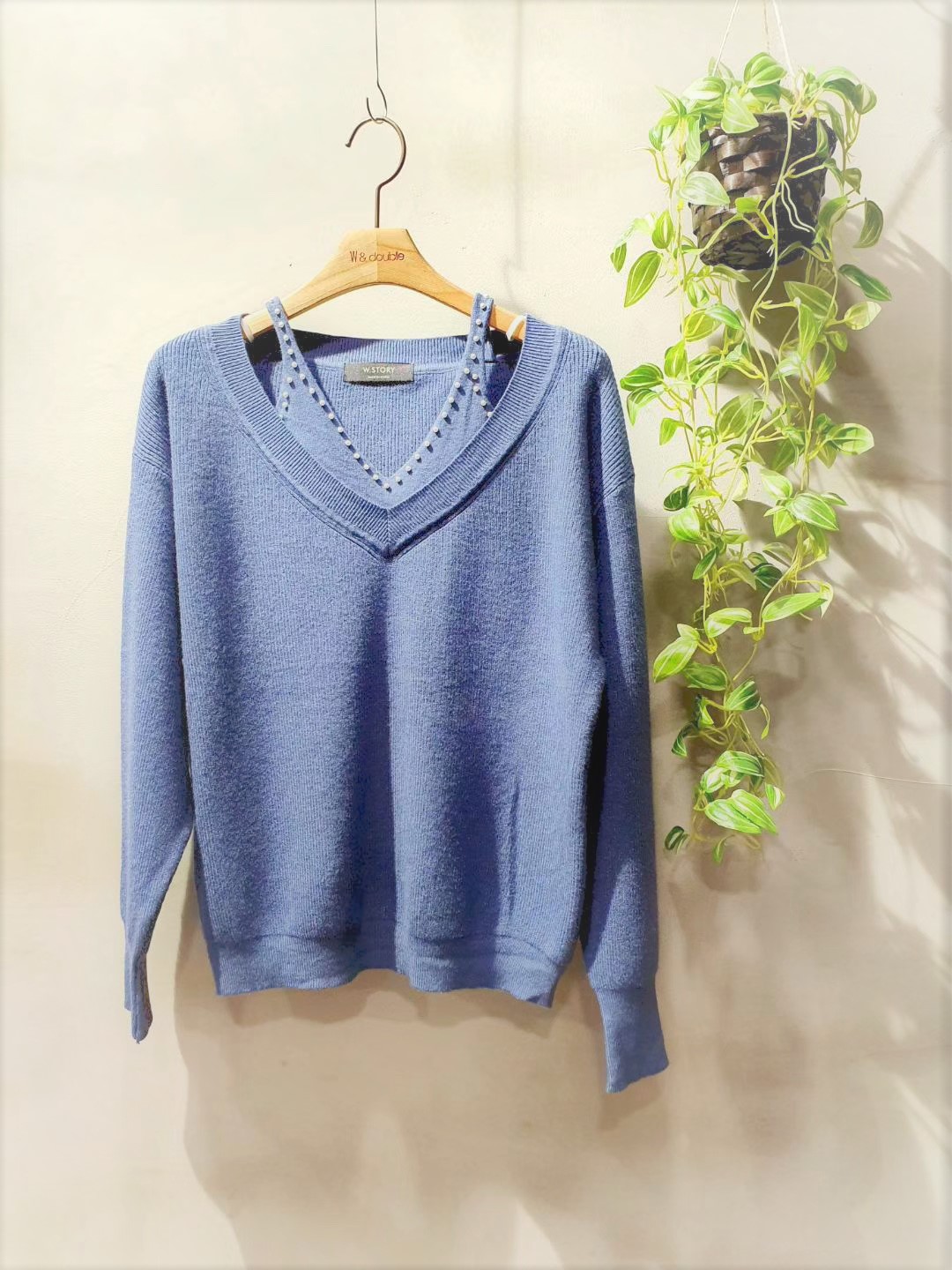 Souland - Haut en maille à encolure en V et perle camisole