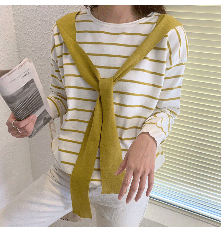 Souland - Haut en tricot rayé à manches longues