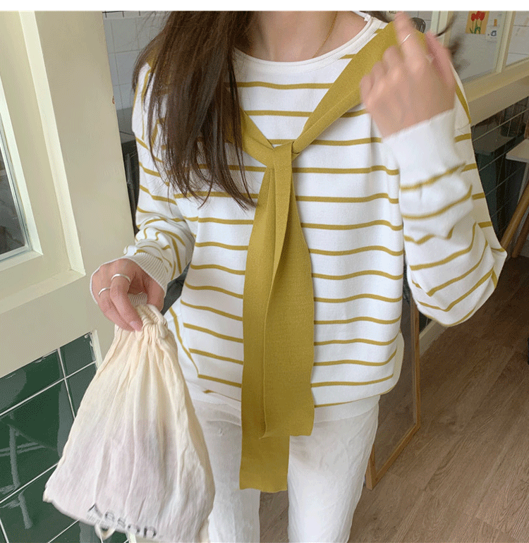 Souland - Haut en tricot rayé à manches longues