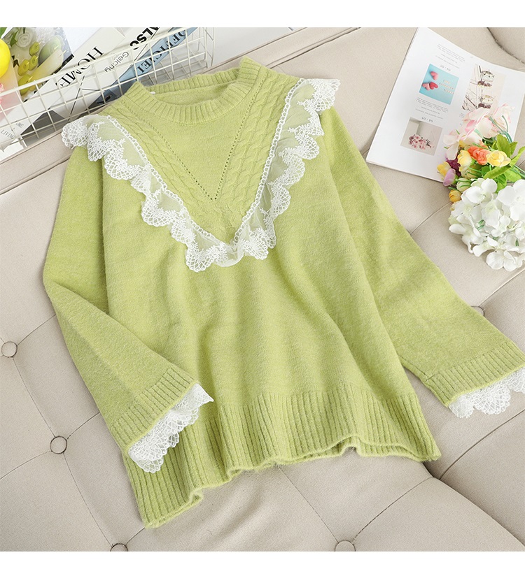 Souland - Pull en tricot à col rond en dentelle