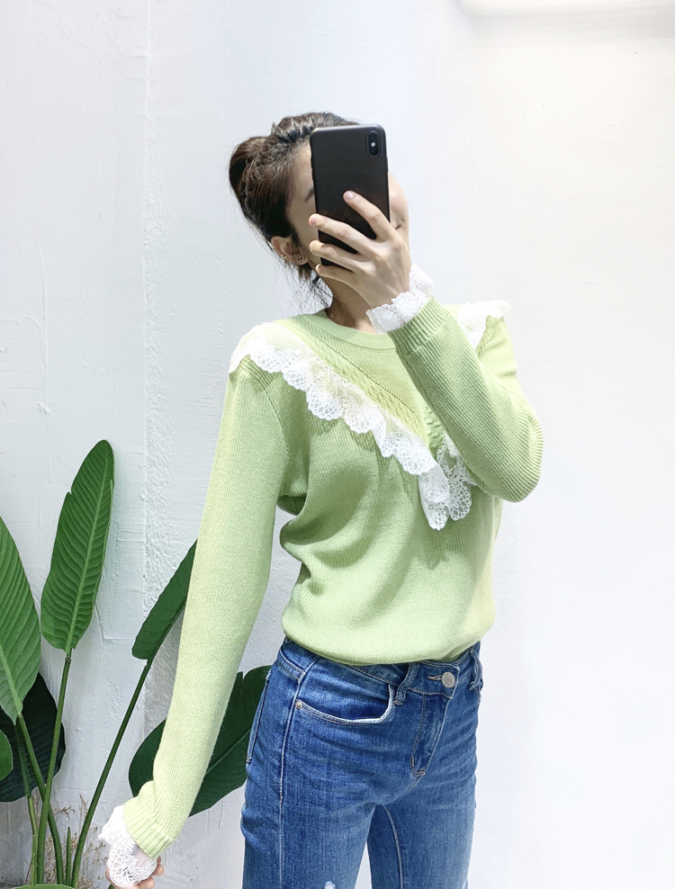 Souland - Pull en tricot à col rond en dentelle
