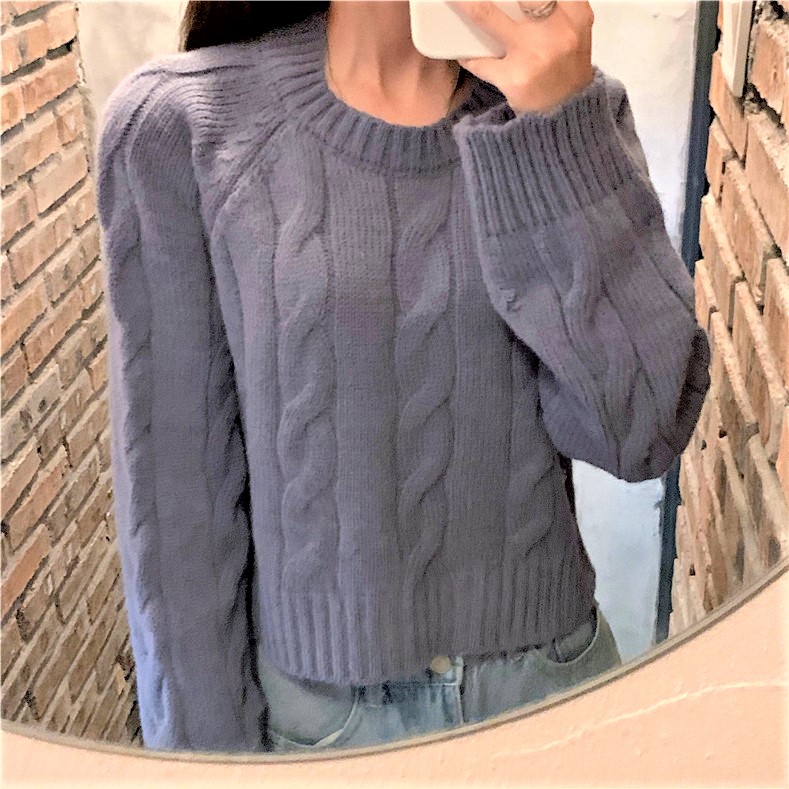 Seoulflash - Haut en tricot jacquard à manches longues