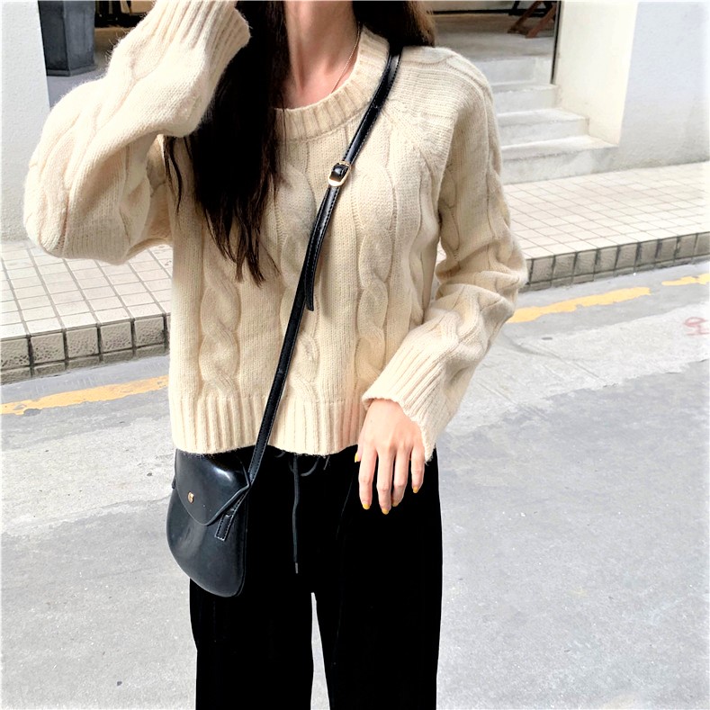 Seoulflash - Haut en tricot jacquard à manches longues