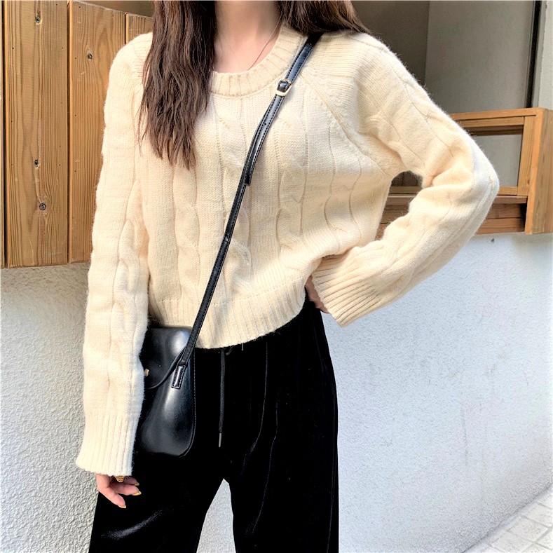Seoulflash - Haut en tricot jacquard à manches longues