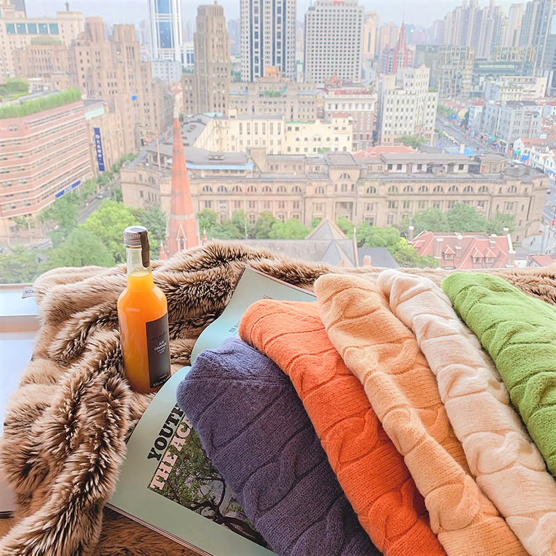 Seoulflash - Haut en tricot jacquard à manches longues