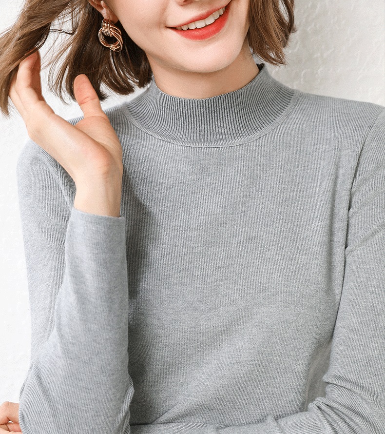 Seoulflash - Top en tricot uni à col roulé