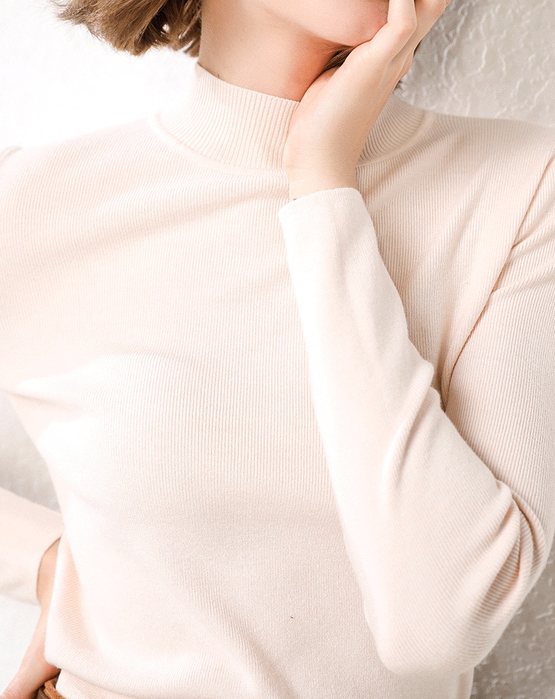 Seoulflash - Top en tricot uni à col roulé