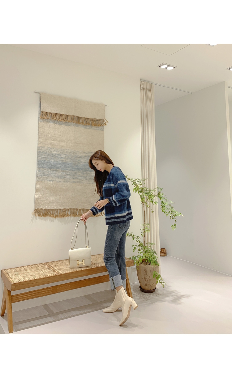 Seoulflash - Pull à manches longues en tricot à carreaux