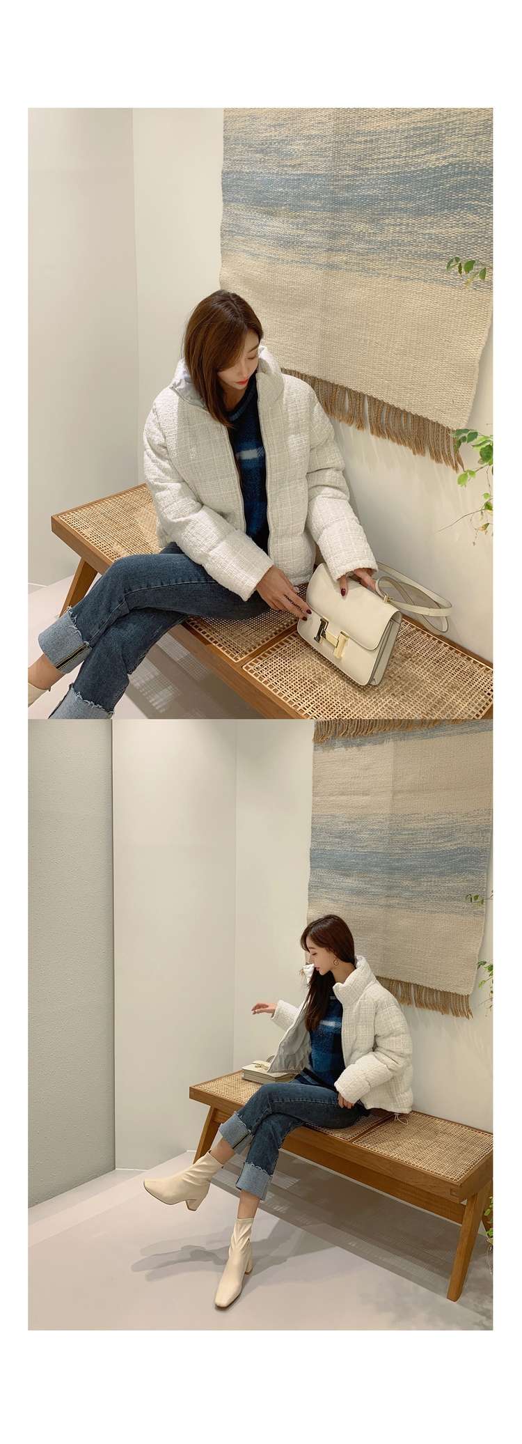 Seoulflash - Pull à manches longues en tricot à carreaux