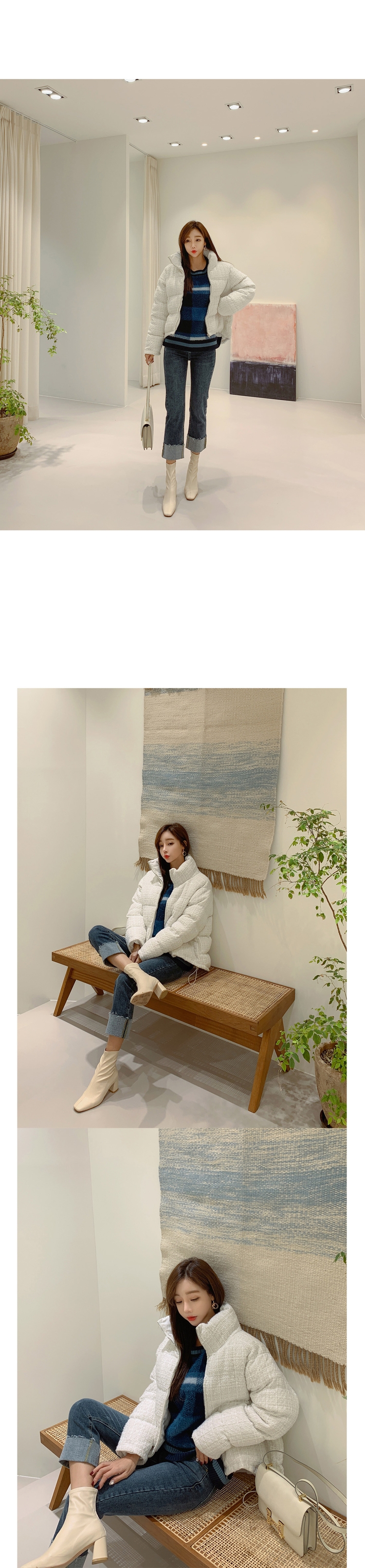 Seoulflash - Pull à manches longues en tricot à carreaux