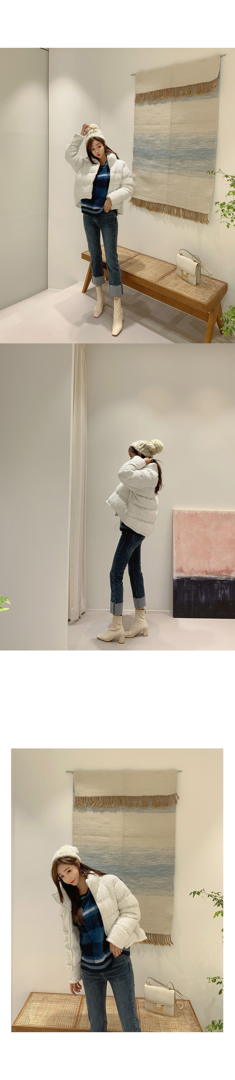 Seoulflash - Pull à manches longues en tricot à carreaux